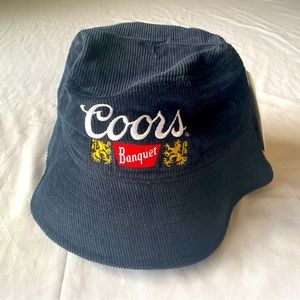 Coors Banquet Corduroy Bucket Hat Vintage Beer Boonie Cap One Size Navy Blue